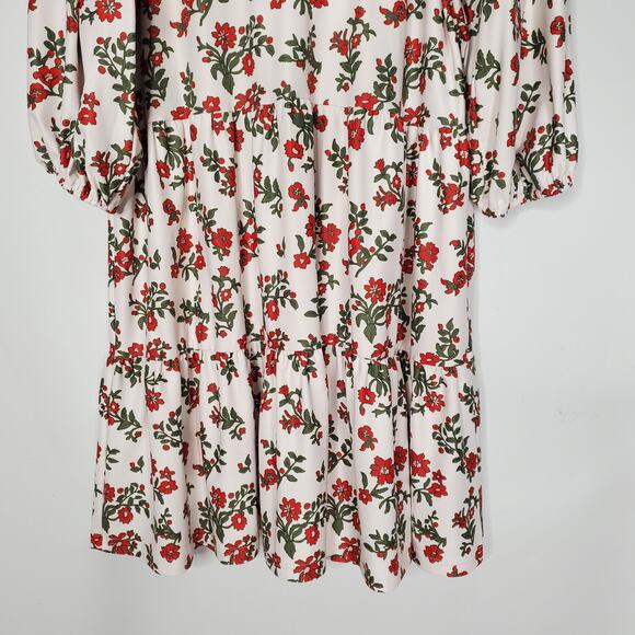 Smith & Quinn Tory Floral Puff Sleeve Mini Dress Hollyhock Bloom Size Large - Picture 7 of 9